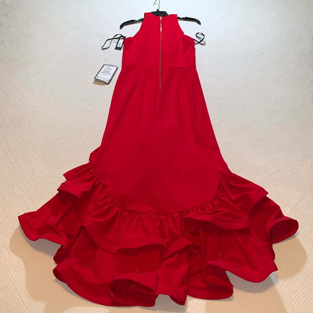 Betsy & Adam Red Ruffle Gown - Picture 12 of 16